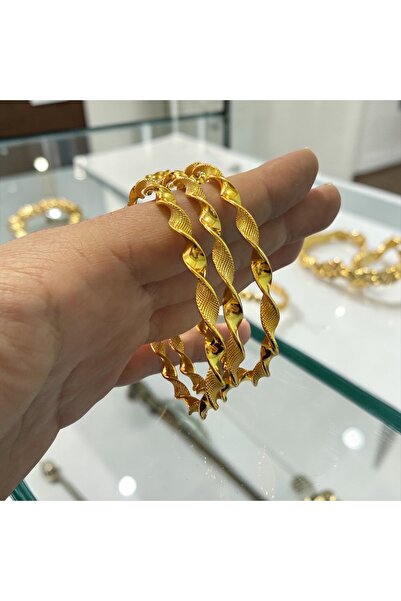 CASELN 3 Adet Makarna Bilezik 22 Ayar Altın Kaplama Bileklik