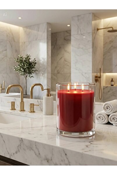 Candle Vase Kırmızının Tutkusu & Sandal Ağacının Gizemi: El İşçiliği Dev Sili...