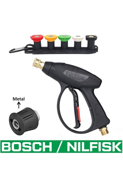 Jo Moyner Araç Yıkama Tabancası 5li Nozzle Set ve Kemer Klipsli Kısa Tetik Ta...