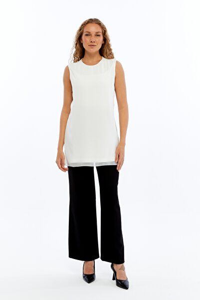 MODA İKNA KADINGİYİM ÖN ŞİFON KAPLAMA KOLSUZ TUNİK/İÇLİK