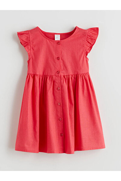 LC Waikiki Cc Collection ‘Dan Lcw Kids Red Girls' Ruffled Linen Look Dress