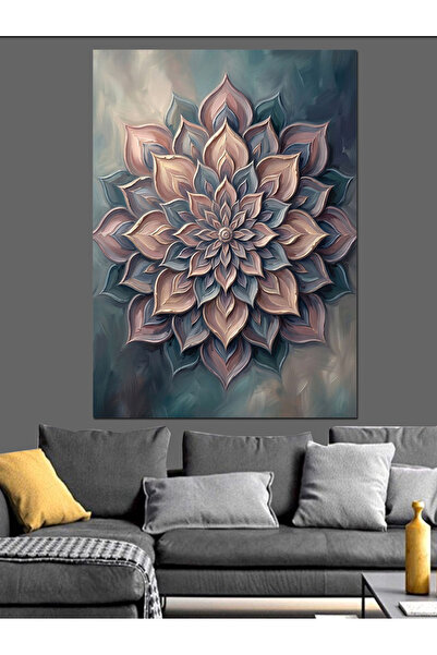 Artmeg Pictură modernă cu model geometric Mandala, pânză decorativă - Pictură...