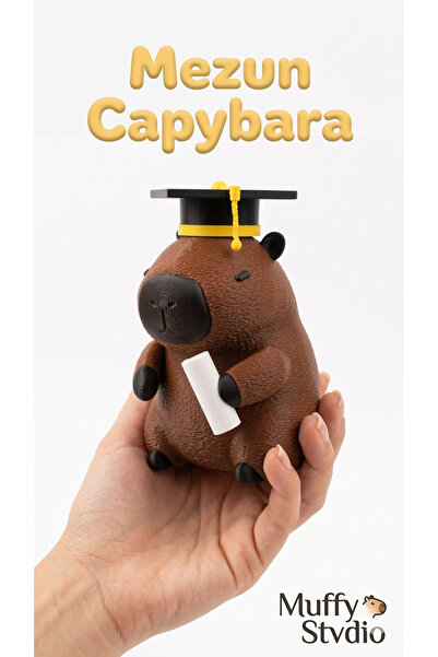 Muffy Stvdio Capybara (Kapibara) Figürü - Özel Tasarım Mezuniyet Hediyesi Dek...