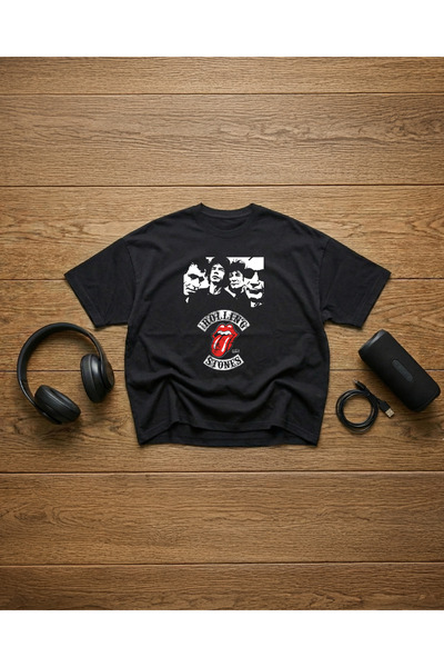 STİL-X Tricou oversize unisex cu imprimeu The Rolling Stones, 100% bumbac