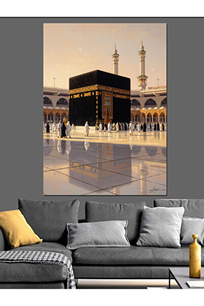 Artmeg Akşam Vakti Kabe Ve Mescid-İ Haram Dekoratif Kanvas - Mdf Ahşap Tablo