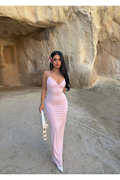 kırmızı butiks Φόρεμα Maxi Basic με λουράκια από πούδρα