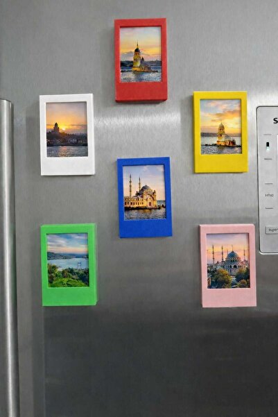 POLYFEZ Renkli Magnet Fotoğraf Çerçevesi 6 Adet (İntax Mini Uyumlu)