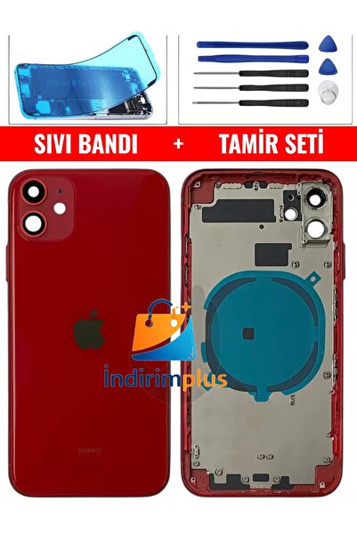 indirimplus iPhone 11 Kasa Boş Yan Düğmeler (Kırmızı Renk)+ Montaj Seti+Sıvı ...