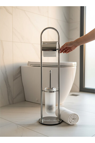İSAOĞLU YAPI Βάση για βούρτσα τουαλέτας και θήκη για ρολό τουαλέτας Ρετρό σχε...