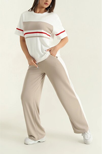 EmcyFiora Kadın Yazlık Şerit Detaylı Eşofman Takımı – Günlük Spor Kombin