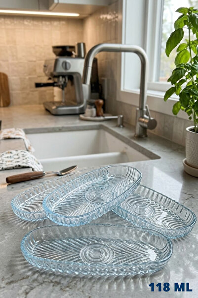 Nuha Home 4 lü Kayık Sunum Tabağı | Oval Servis Tabağı (118 ML)