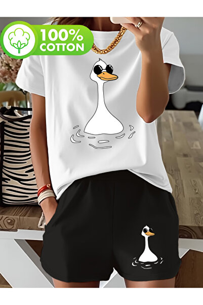 LAVİTTA Duck Shorts T-Shirt - Shorts and Top Tracksuit Set Printed Oversized ...