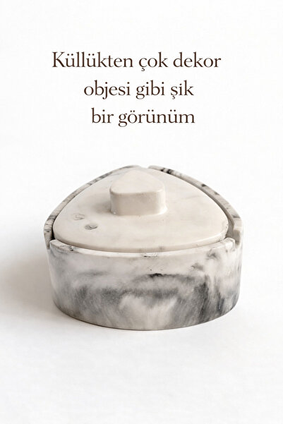 justone Kapaklı Dekoratif Taş Tozu Küllük – Büyük Boy Sigara Küllüğü |Kül Tab...