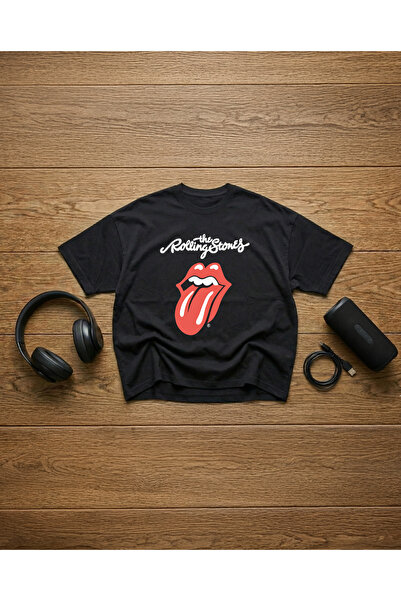 STİL-X تي شيرت The Rolling Stones مطبوع للجنسين 100% مقاس كبير مكون من قطن قطع
