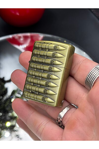 NikaŞ Koleksiyonluk Retro Grenade Tasarım Antik Sarı Full Metal Benzinli Çakmak