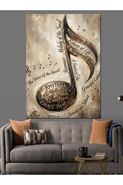 Artmeg Design de note muzicale în stil caligrafic Pânză decorativă - Tablou d...