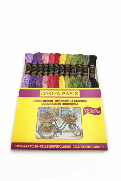 LOSİYA PARİS Σετ κλωστών Muline, Σετ κλωστών Etamin για σταυροβελονιά, 12 χρώ...