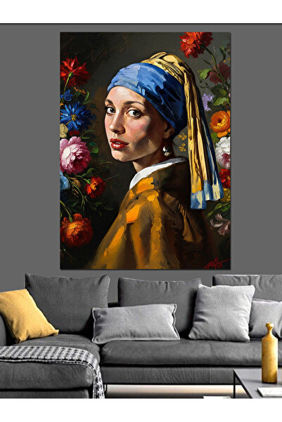 Artmeg Girl with Pearl Earring Classic Artwork Decorative Canvas - Mdf Wood P...