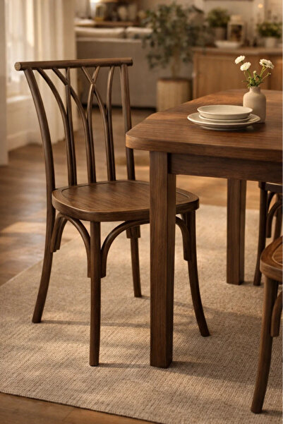 MARIA HOMES Brown Wooden Dining Chair 42x45x88cm Café Restaurant Chair