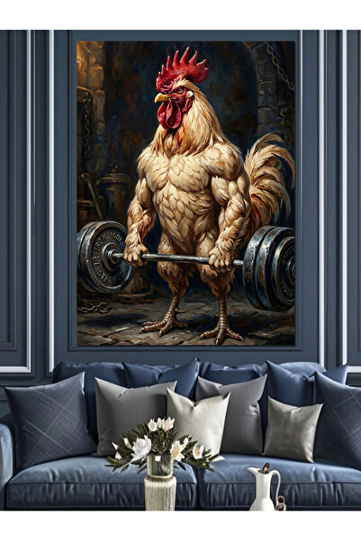 Artmeg Halter Lifting Strong Rooster Painting Decorative Canvas - Mdf Wood Pa...