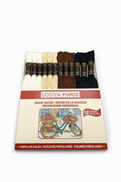 LOSİYA PARİS Σετ κλωστών Muline, Σετ κλωστών Etamin για σταυροβελονιά, 12 χρώ...