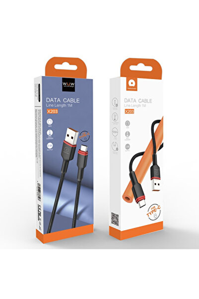 WuW X203 1M USB-USB-C Fast Charging Braided Thread 2.4A Data Cable