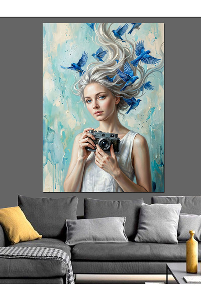 Artmeg Fotograf cu părul în aer, Femeie tânără, Pânză decorativă - Tablou din...