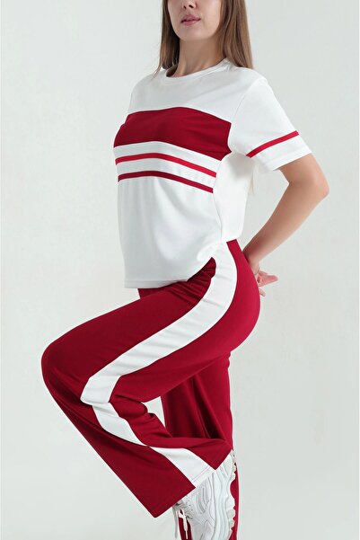 EmcyFiora Kadın Yazlık Şerit Detaylı Eşofman Takımı – Günlük Spor Kombin
