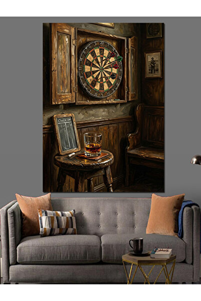 Artmeg Old Style Dart Board Painting Decorative Canvas - Mdf Wood Painting