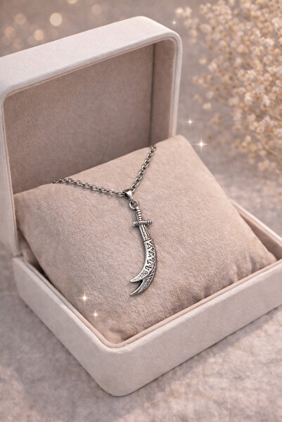 LUNEVA AKSESUAR Silver Color Sword Necklace – Men's Accessory – Comes with a ...