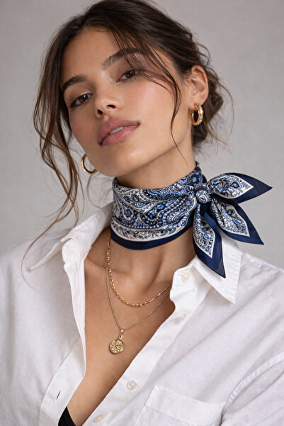 Bermody Women's Bandana Scarf 50X50 Square Scarf Rayon Italian Stitched Neck ...