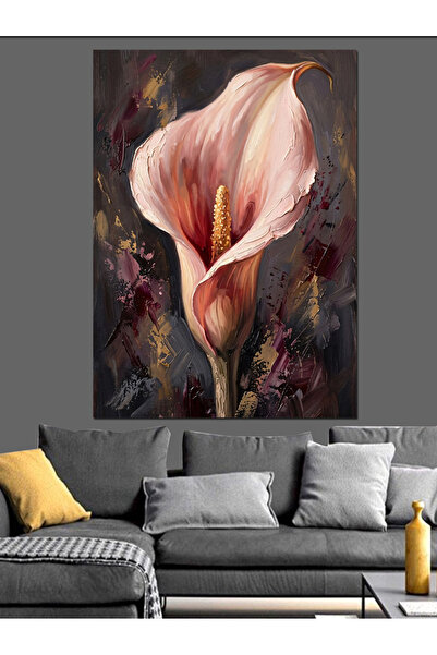 Artmeg Pânză decorativă cu flori de Kala roz, în plan apropiat - Tablou din l...