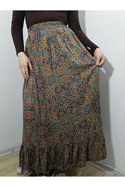 hoaryage Ελαστική, μονόστρωτη βολάν στο κάτω μέρος Φούστα από ύφασμα βισκόζης...