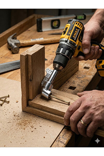 DMAX Matkap Ucu Köşe Aparatı - Şarjlı Tornavida Uyumlu L Vidalama Adaptörü