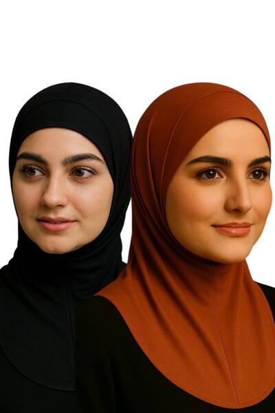 ALDAIYR 2Pcs Ninja Bone Stretch Fabric Hijab Bonnet with Neck Collar