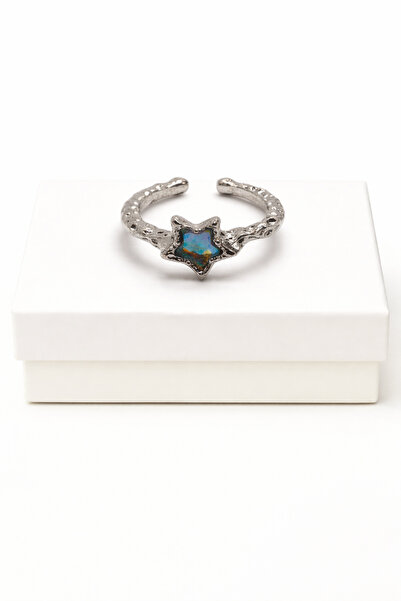 MakeWell Gothic Black Heart Star Flower Stone Ring – Adjustable Gothic Punk S...