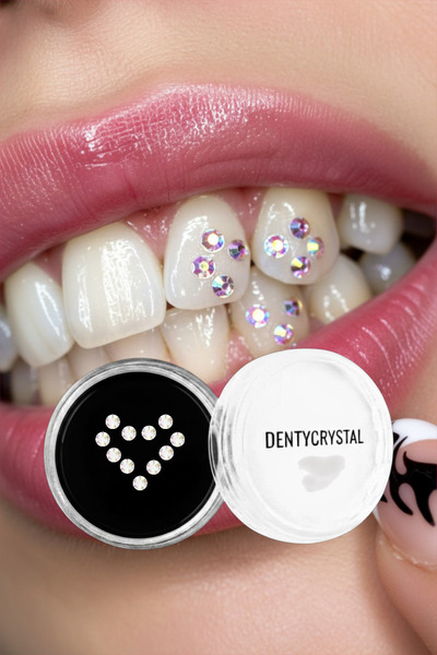 DENTYCRYSTAL Diş Pırlantası Çok Renkli Büyük Kalp Desenli (Avusturya Kristall...