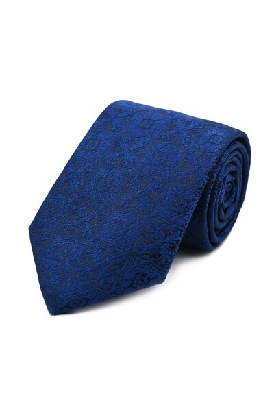 Sade Kravat Blue Black Special Patterned Tie 33323 Blue
