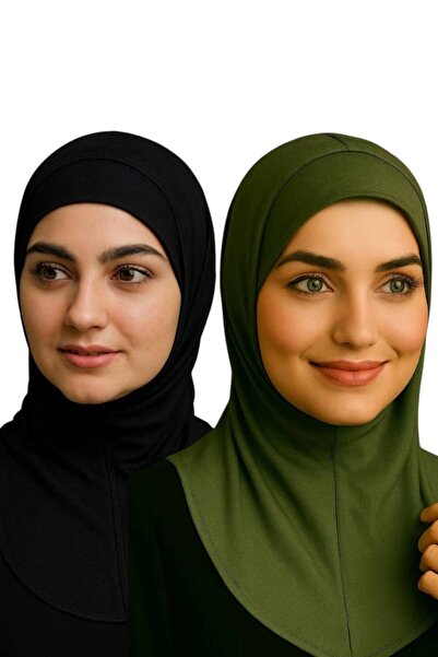 ALDAIYR 2Pcs Ninja Bone Stretch Fabric Hijab Bonnet with Neck Collar