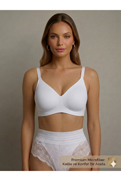 Lavint Homewear SUTENĂ ALBĂ MICRO, FĂRĂ CUSĂTURI, TĂIATĂ CU LASER, FĂRĂ SÂRMĂ