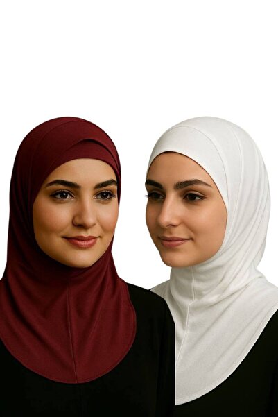 ALDAIYR 2Pcs Ninja Bone Stretch Fabric Hijab Bonnet with Neck Collar