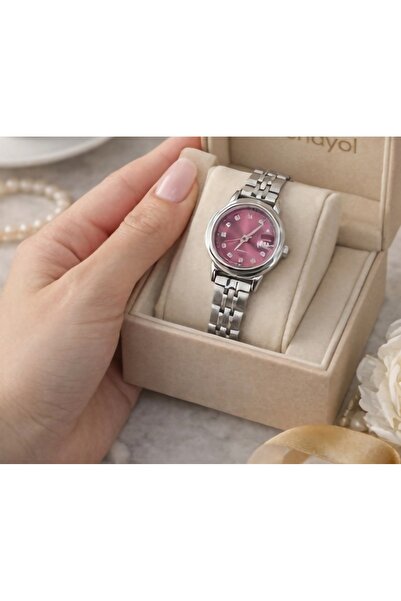 MODA Taşlı Pembe KADRAN Kadın Kol saati