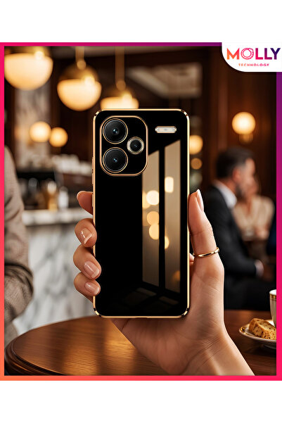 Molly Luxury Silicone Case with Gold Detail on Black Edges for Redmi Note 13 ...