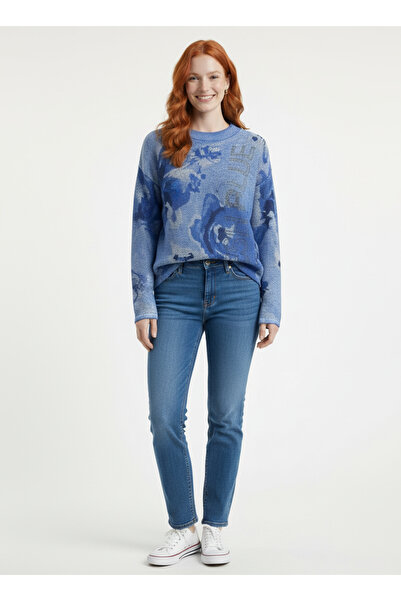 Neden Tekstil Blue Navy Blue Artistic Patterned Soft-Textured Oversized Women...