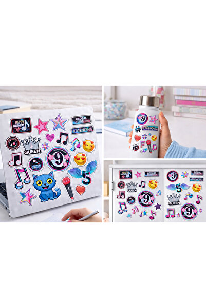 Limitless Design مجموعة ملصقات ذات طابع وسائط اجتماعية وموسيقية مقاس 22x30 سم...