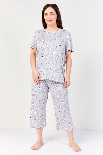 RENE ROFE Women 2 Pieces Allover Print Top With Bottom Sleepwear Set , Multic...