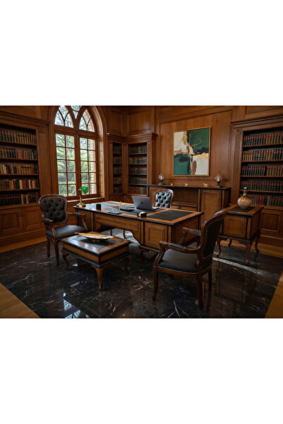 TRENDYOFİX Noble Lükens Klasik 7 Parça Çift Kesonlu Yönetici Makam Takımı Mob...