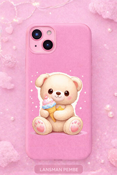 kılıfevreni حافظة هاتف آيفون 13 مخمل ذات سطح داخلي وردي منقوش + شاشة زجاجية س...