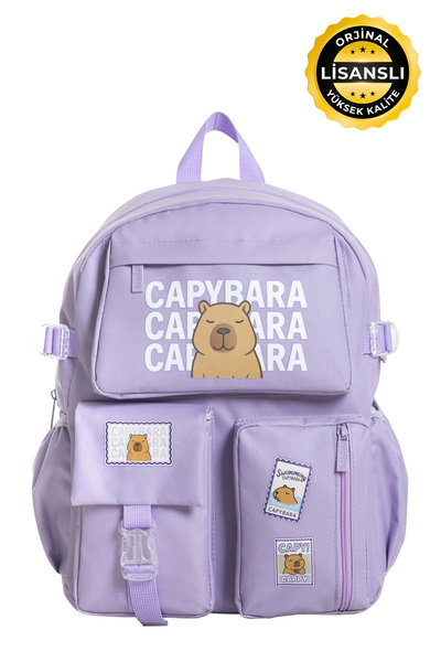 capybara Orijinal Lisanslı Okul Çantası – Sevimli tasarım, Su geçirmez, cepli...