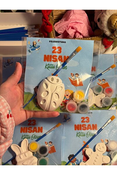 SLEEKI STUDIO 6 paket XL /23 Nisan temalı Random Taş Boyama Figür Çocuk Geliş...